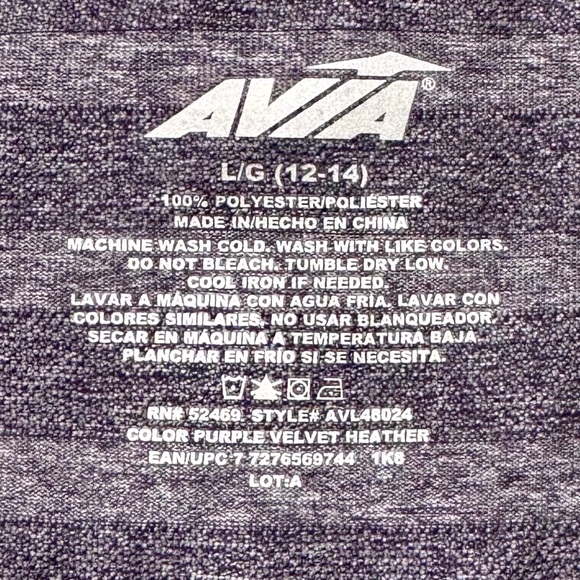 Avia Long Sleeve Performance Top With Thumbholes Purple Heather Stripes - Picture 9 of 10